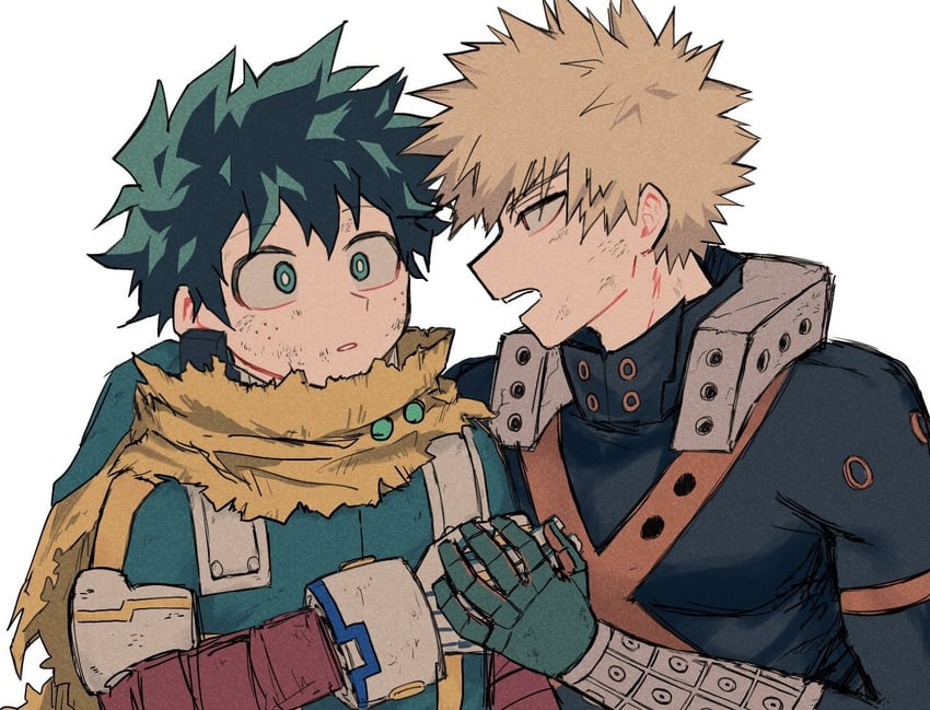 midoriya izuku and bakugou katsuki (boku no hero academia) drawn by ice_0377