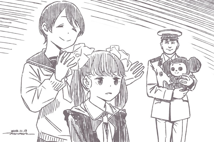 shima rin, saitou ena, and cheburashka (real life and 2 more) drawn by horikou
