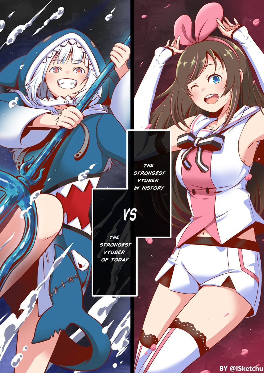gawr gura and kizuna ai (hololive and 3 more) drawn by lsketchu