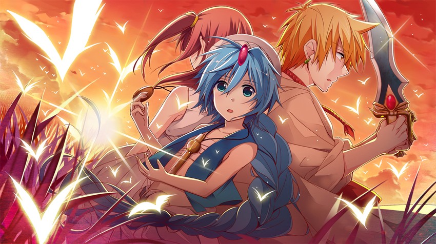 morgiana, aladdin, and alibaba saluja (magi the labyrinth of magic) drawn by hirai_yuzuki