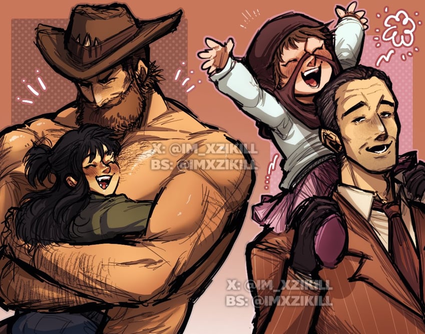 spy, red spy, saxton hale, tanya, and olivia mann (team fortress 2) drawn by xzikill