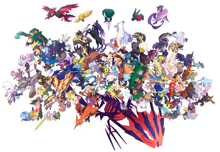 morpeko, scorbunny, sobble, grookey, cinderace, and 103 more (pokemon) drawn by nullma