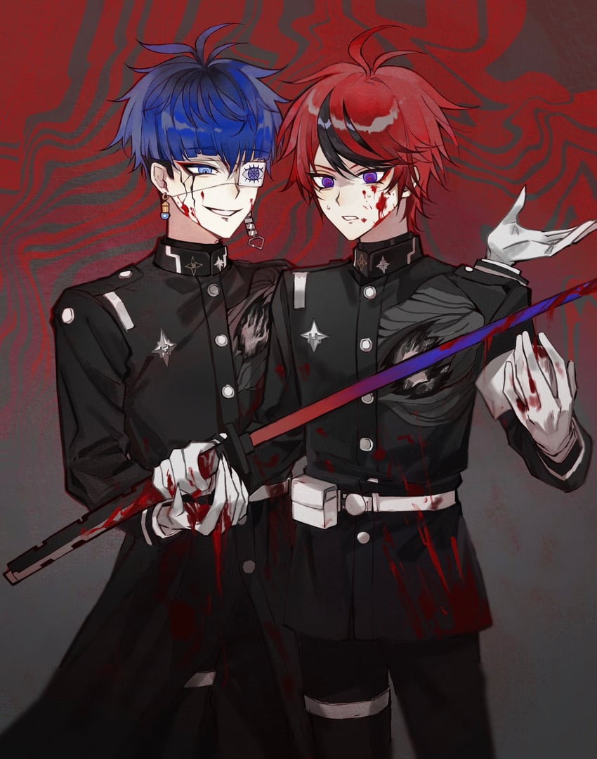 sumino takumi and omokage yugamu (the hundred line -last defense academy-) drawn by hhhzhe