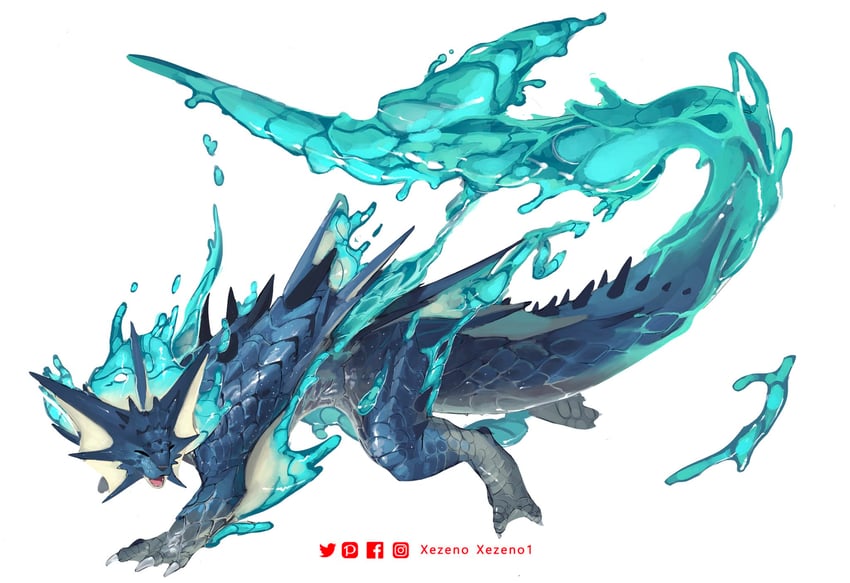 vaporeon (pokemon and 1 more) drawn by xezeno