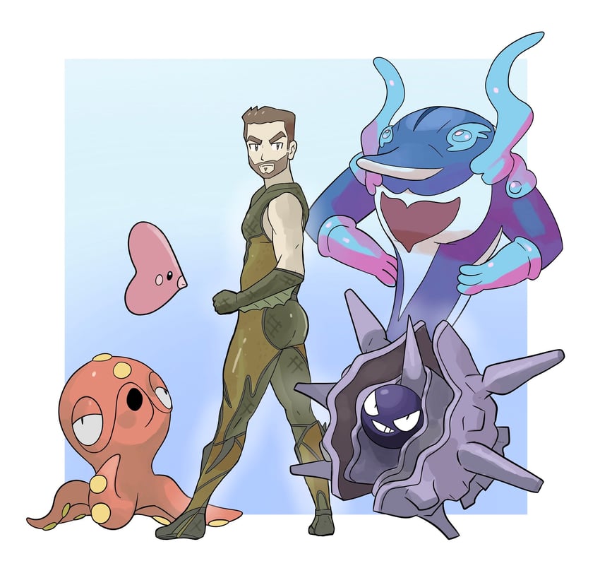 luvdisc, octillery, cloyster, palafin, and the deep (pokemon and 1 more) drawn by subakeye