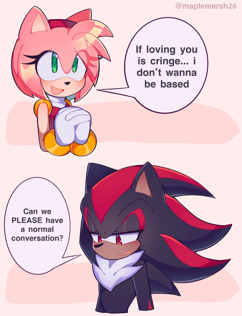 shadow the hedgehog and amy rose (sonic) drawn by maplemersh26