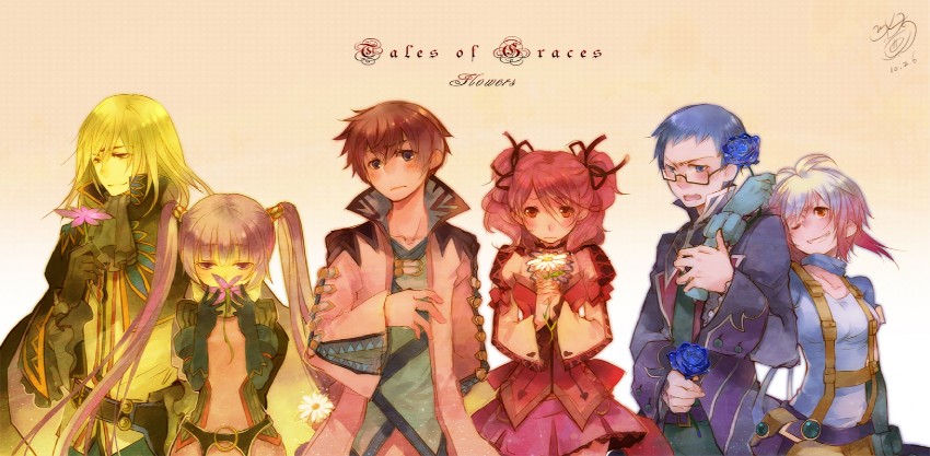 sophie, asbel lhant, cheria barnes, pascal, hubert ozwell, and 1 more (tales of and 1 more) drawn by minatsume