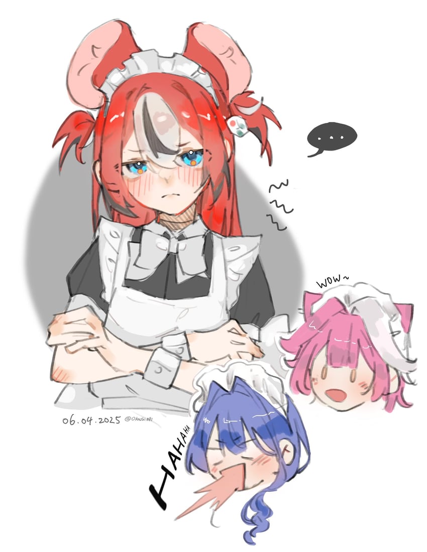 ouro kronii, hakos baelz, and raora panthera (hololive and 1 more) drawn by hei_(hei_0322)