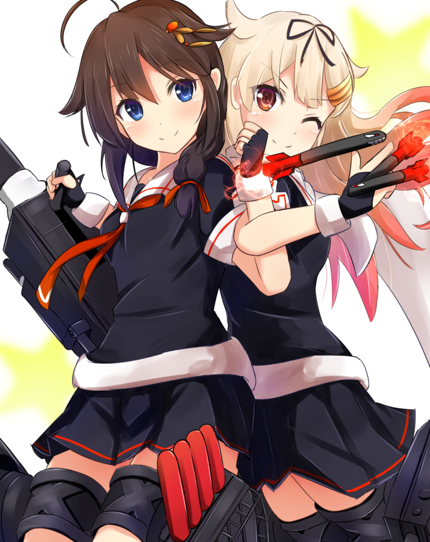 shigure, yuudachi, shigure kai ni, and yuudachi kai ni (kantai collection) drawn by cuon_(kuon)