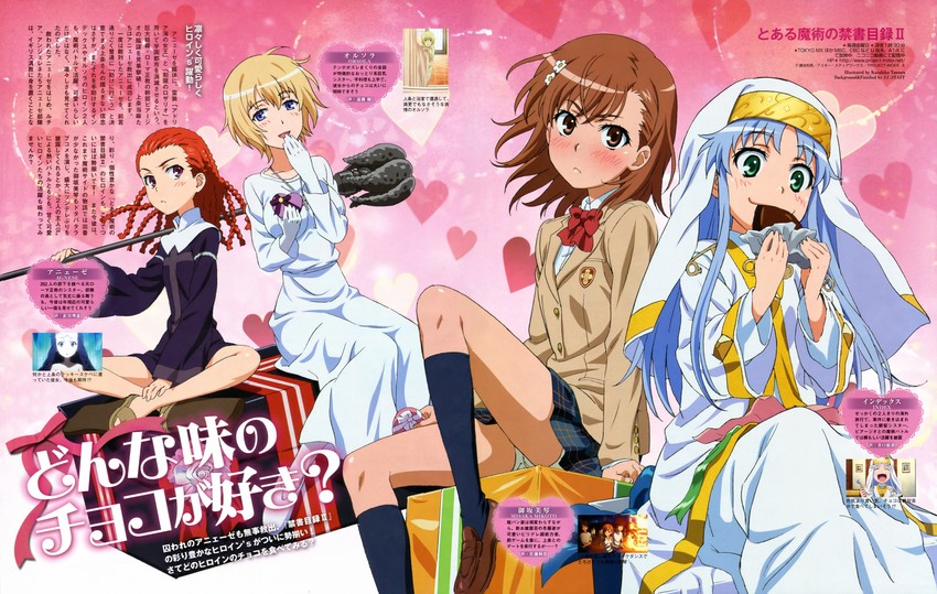 misaka mikoto, index, orsola aquinas, and agnese sanctis (toaru majutsu no index and 2 more) drawn by tamura_kazuhiko