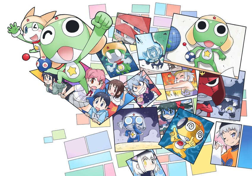 keroro, angol mois, hinata natsumi, giroro, tamama, and 7 more (keroro gunsou) drawn by yoshizaki_mine