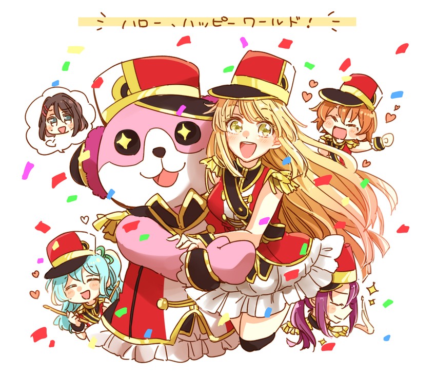 tsurumaki kokoro, okusawa misaki, matsubara kanon, seta kaoru, michelle, and 1 more (bang dream!) drawn by zawameki
