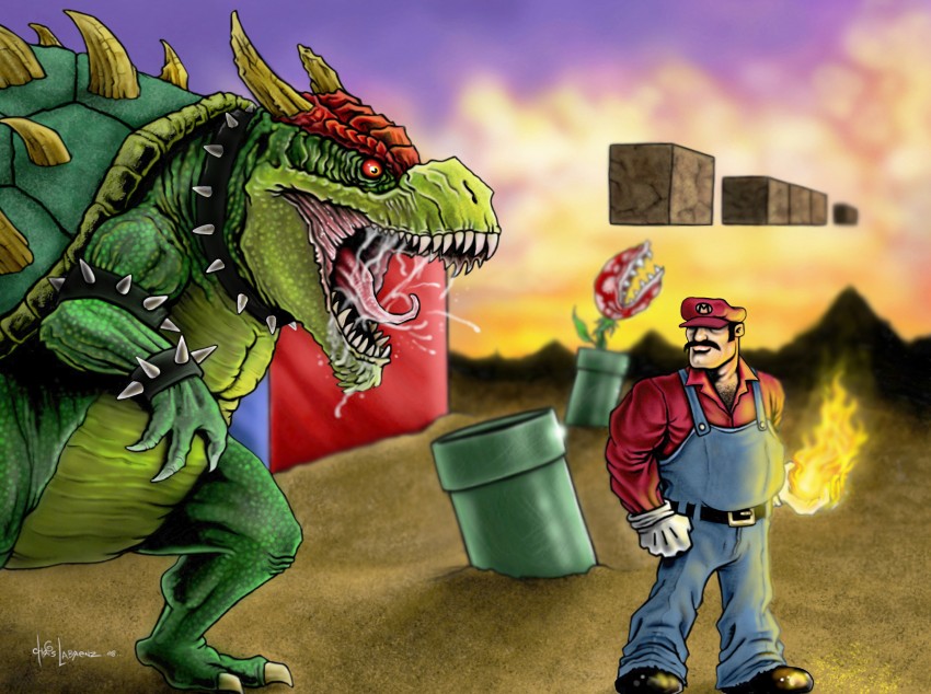 mario, bowser, and piranha plant (mario and 1 more) drawn by chris_labrenz