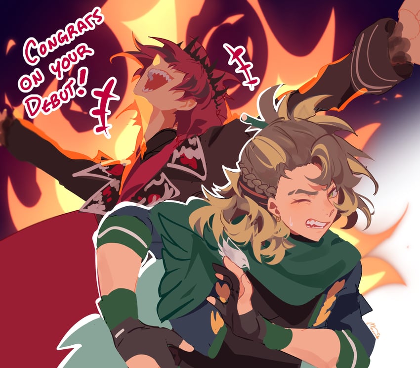 jurard t rexford and goldbullet (holostars and 1 more) drawn by mararu