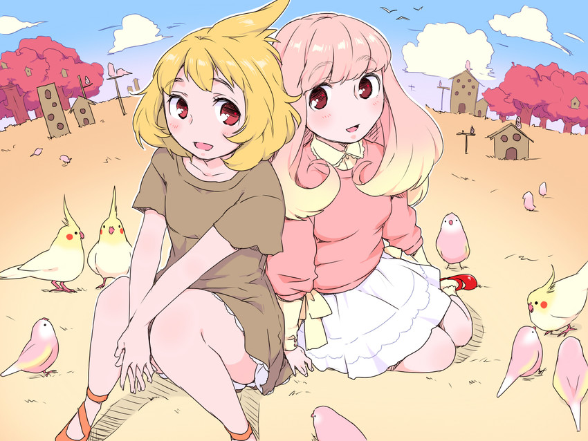 cockatiel and bourke's parrot (original and 1 more) drawn by kari_(kakko_k)