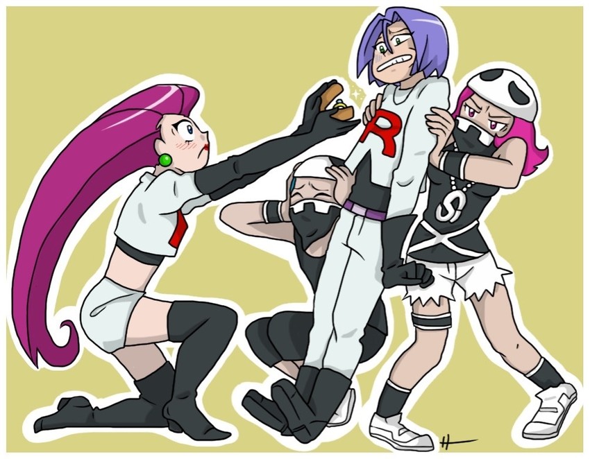 jessie, james, and team skull grunt (pokemon) drawn by buchichu