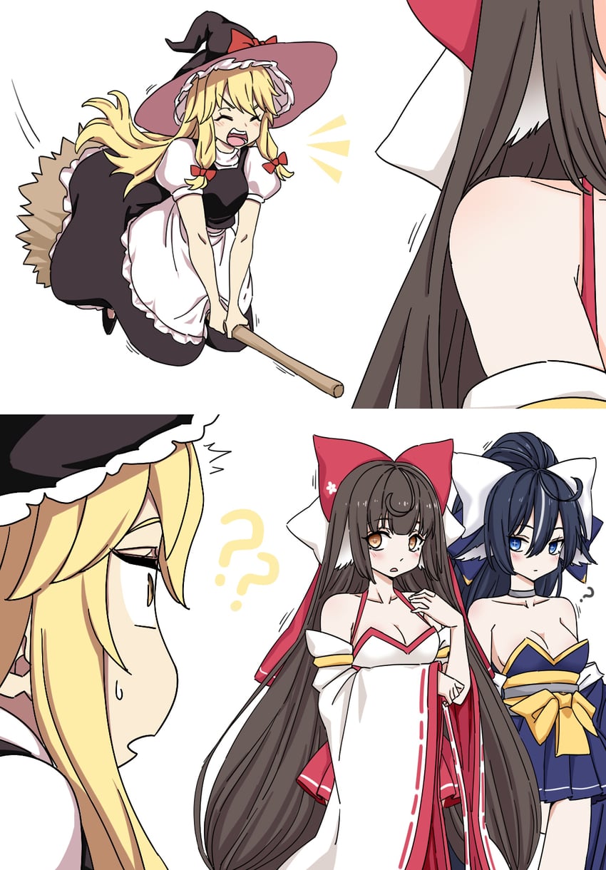 kirisame marisa, yoizuki, and harutsuki (touhou and 1 more) drawn by oukama