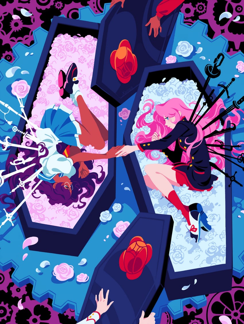 tenjou utena, himemiya anthy, kiryuu touga, and ootori akio (shoujo kakumei utena) drawn by xamag