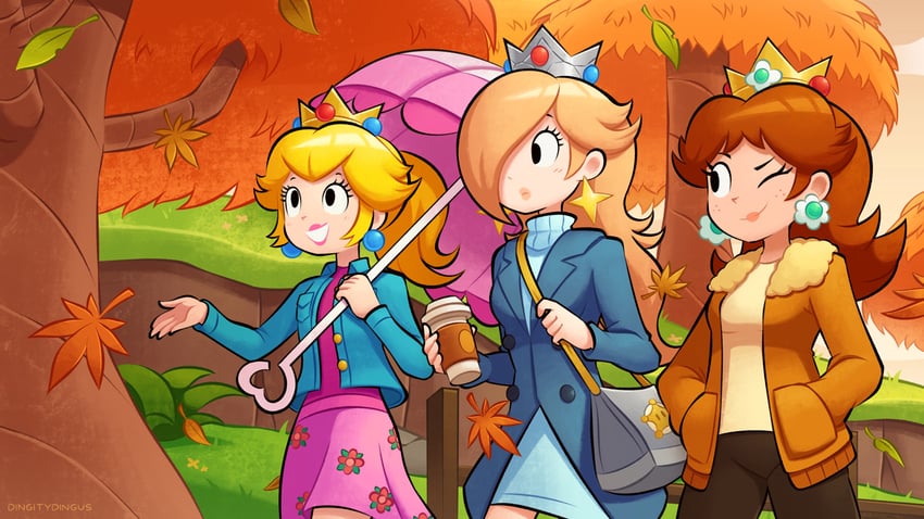 princess peach, rosalina, and princess daisy (mario and 2 more) drawn by vinny_(dingitydingus)