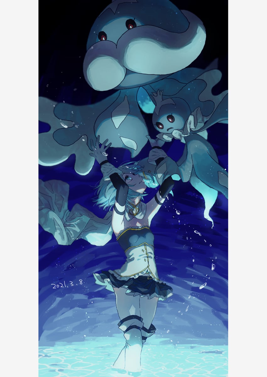miki sayaka, frillish, and jellicent (pokemon and 1 more) drawn by yutyantogarashi