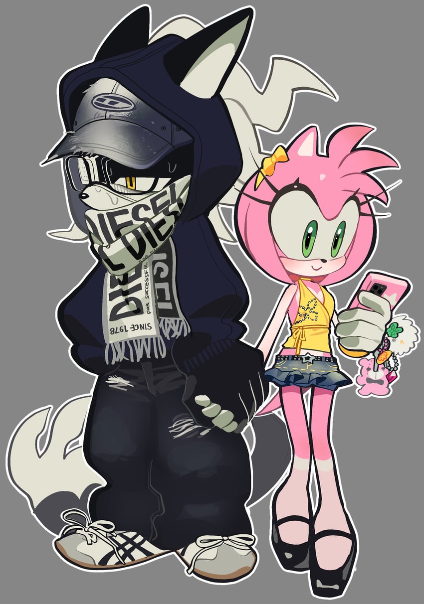 amy rose and infinite (sonic and 1 more) drawn by kosherea