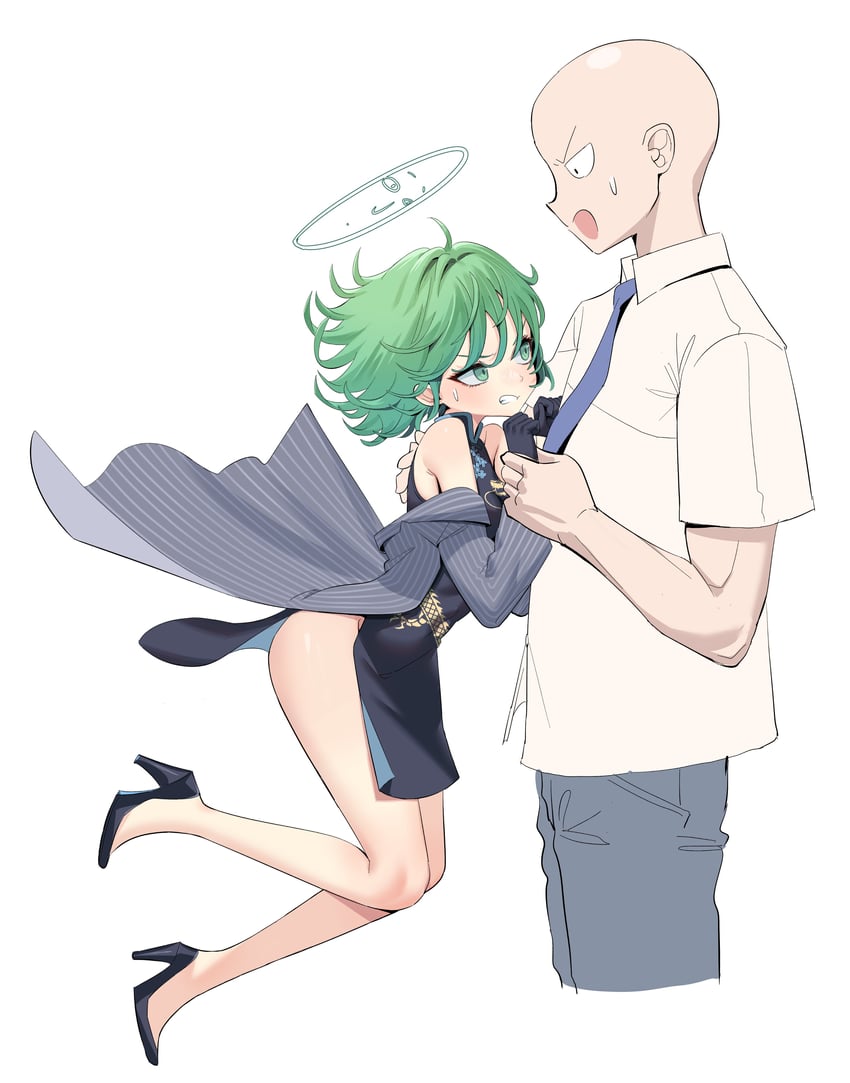 kisaki, tatsumaki, and saitama (blue archive and 1 more) drawn by bygin
