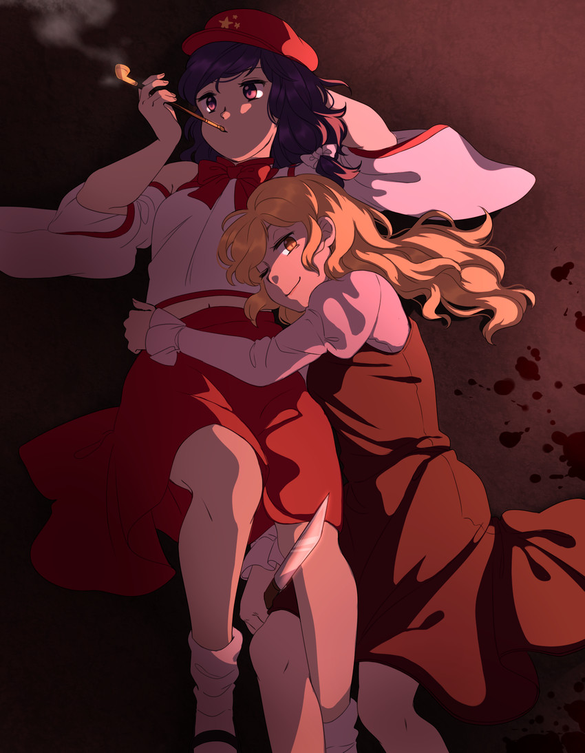 jacket girl and label girl (touhou and 1 more) drawn by nekolina