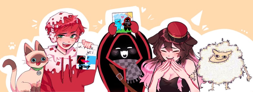 badboyhalo, skeppy, captainpuffy, vgumiho, antfrost, and 1 more (indie virtual youtuber and 2 more) drawn by yenny_(yennyinc)