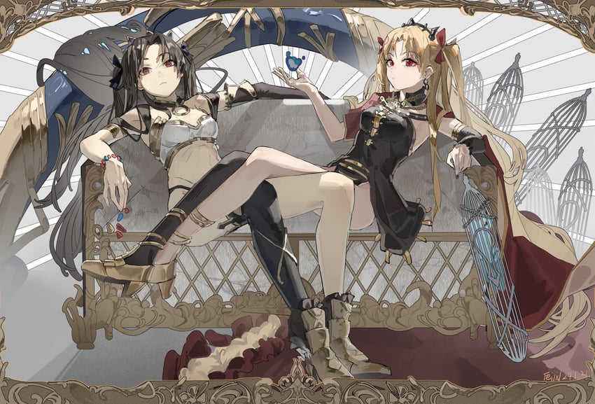 ereshkigal and ishtar (fate and 1 more) drawn by feijiu