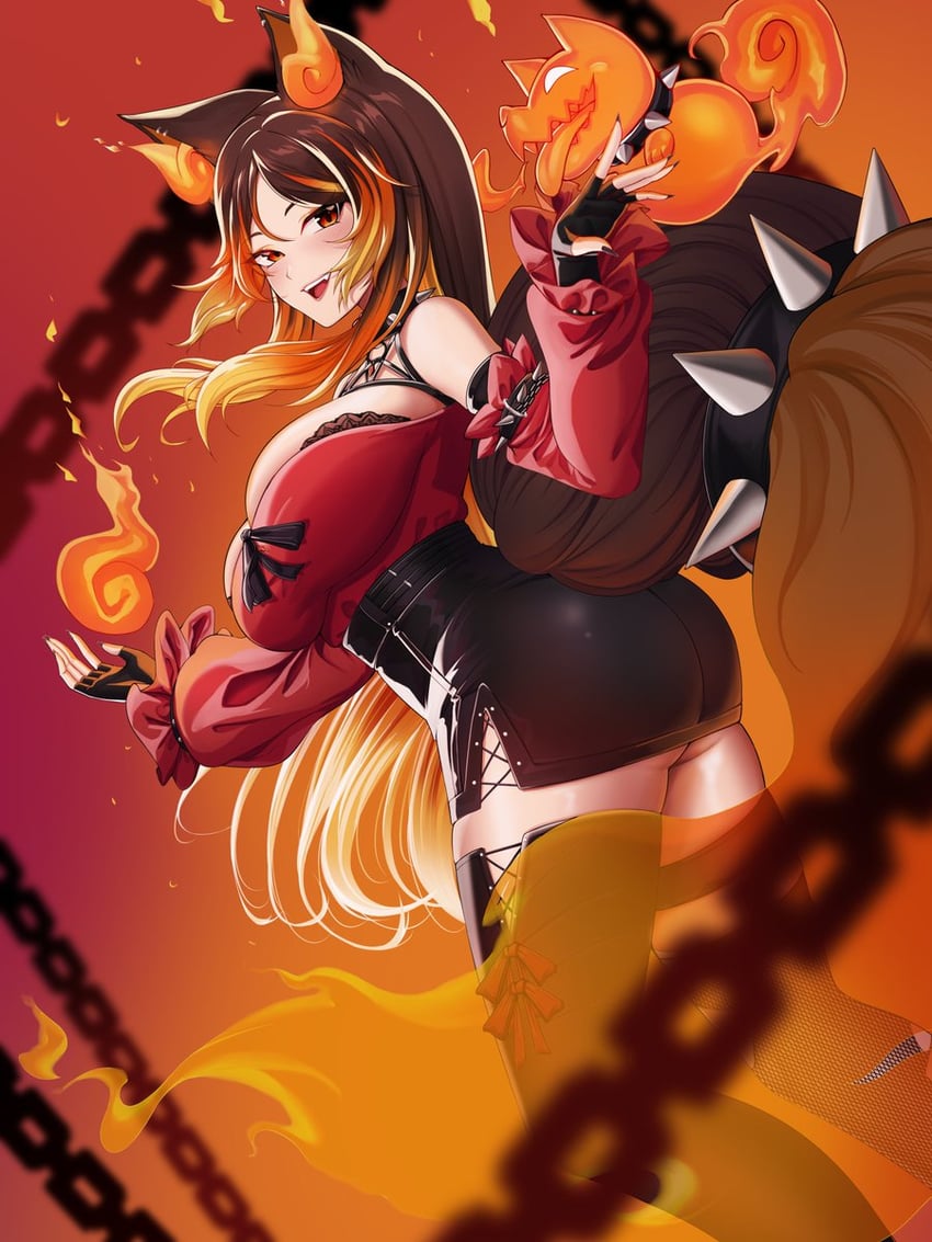 sinder and pyro pup (indie virtual youtuber) drawn by saiko_(saikoart)