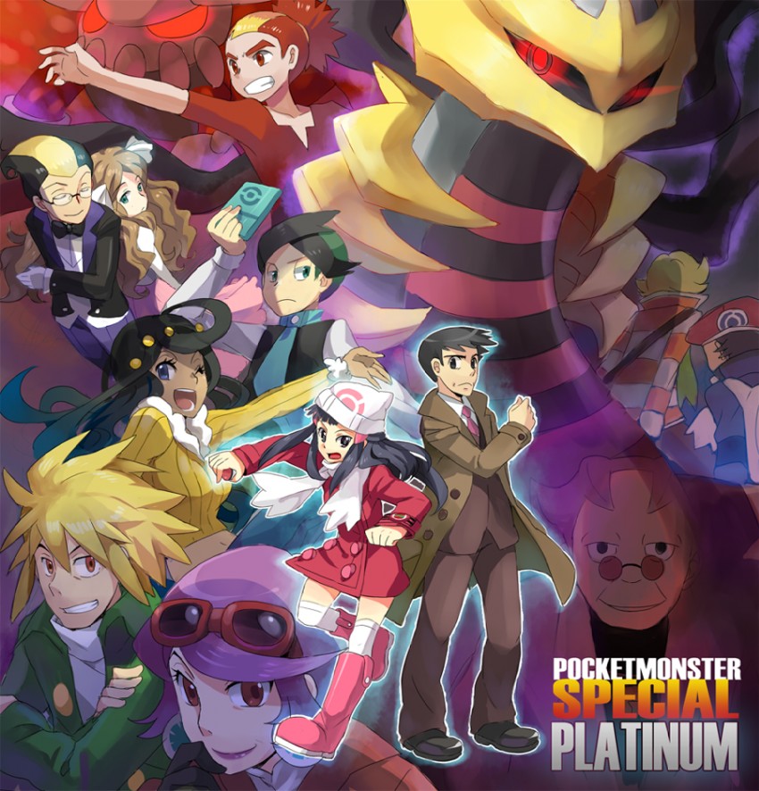 dawn, lucas, giratina, barry, caitlin, and 9 more (pokemon and 1 more) drawn by reka