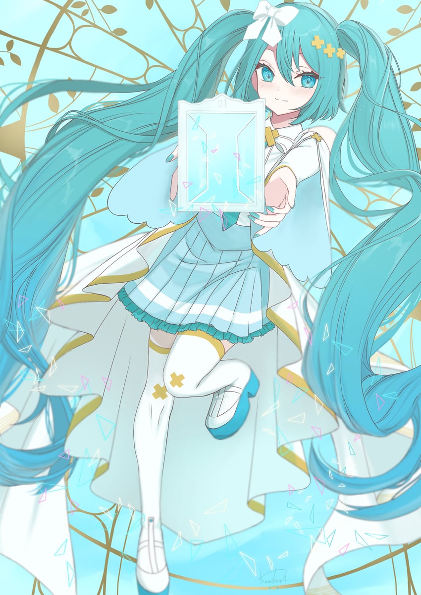 hatsune miku and hiramado miku (vocaloid and 2 more) drawn by okimono-kururi