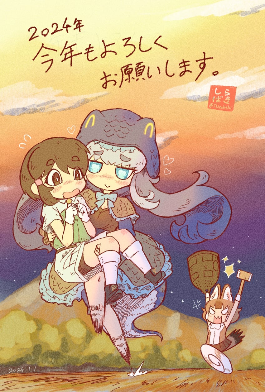 captain, dhole, and komodo dragon (kemono friends and 1 more) drawn by shirabaki