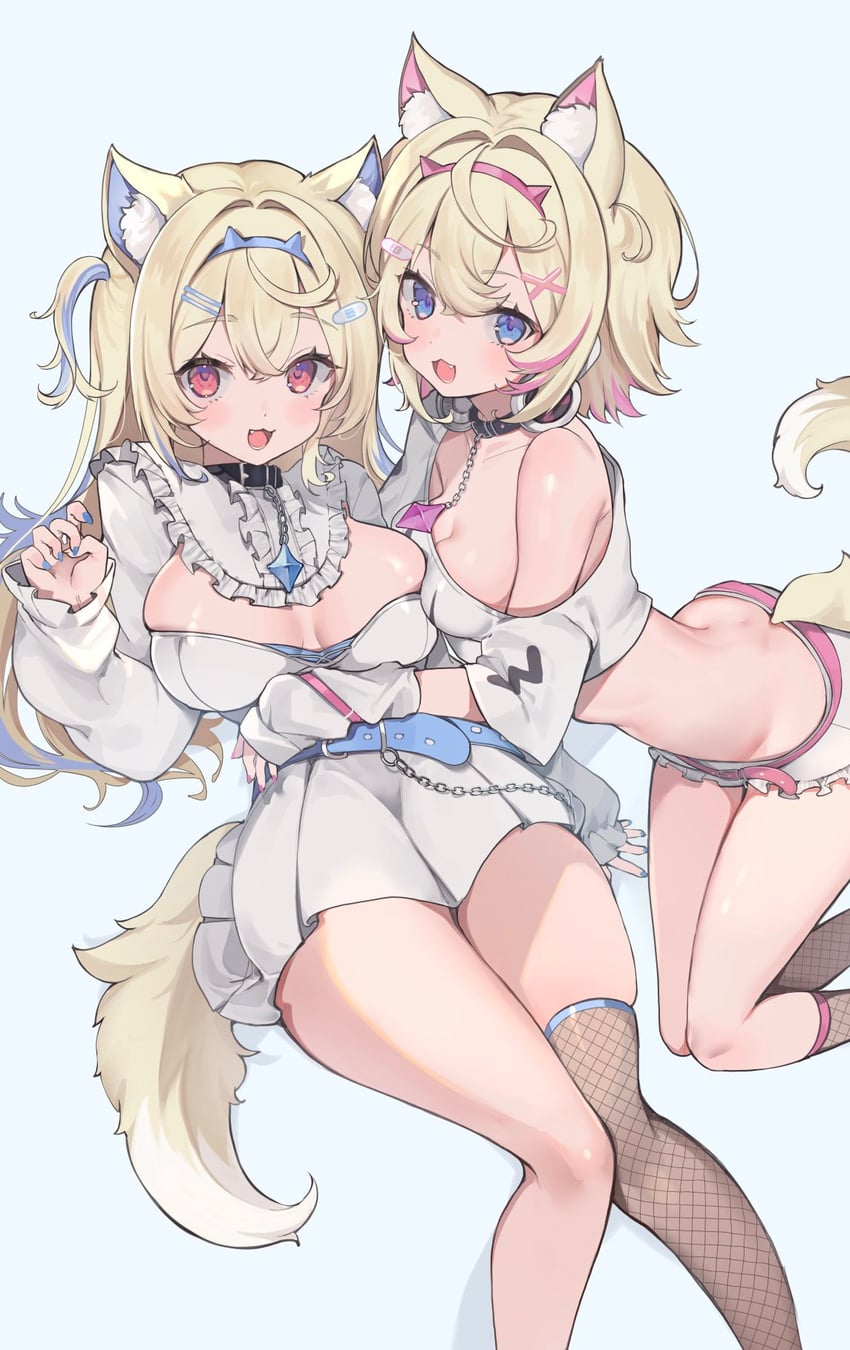 fuwawa abyssgard and mococo abyssgard (hololive and 1 more) drawn by oimo_0imo