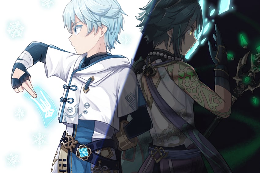 xiao and chongyun (genshin impact) drawn by su34ma