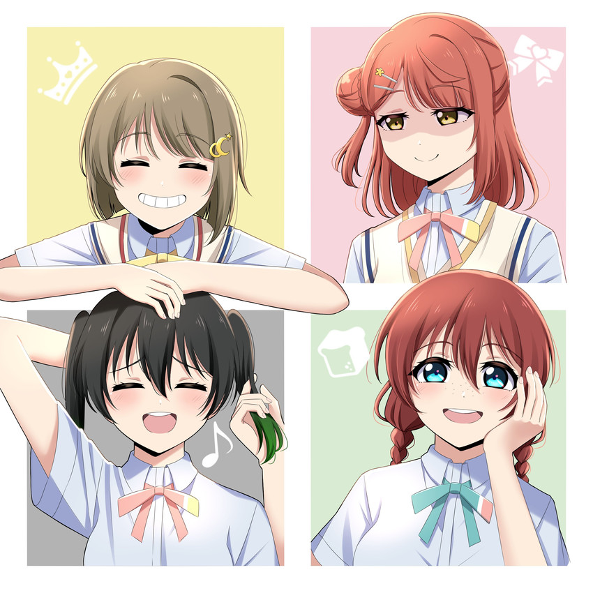 uehara ayumu, takasaki yu, nakasu kasumi, and emma verde (love live! and 1 more) drawn by ska.harumi