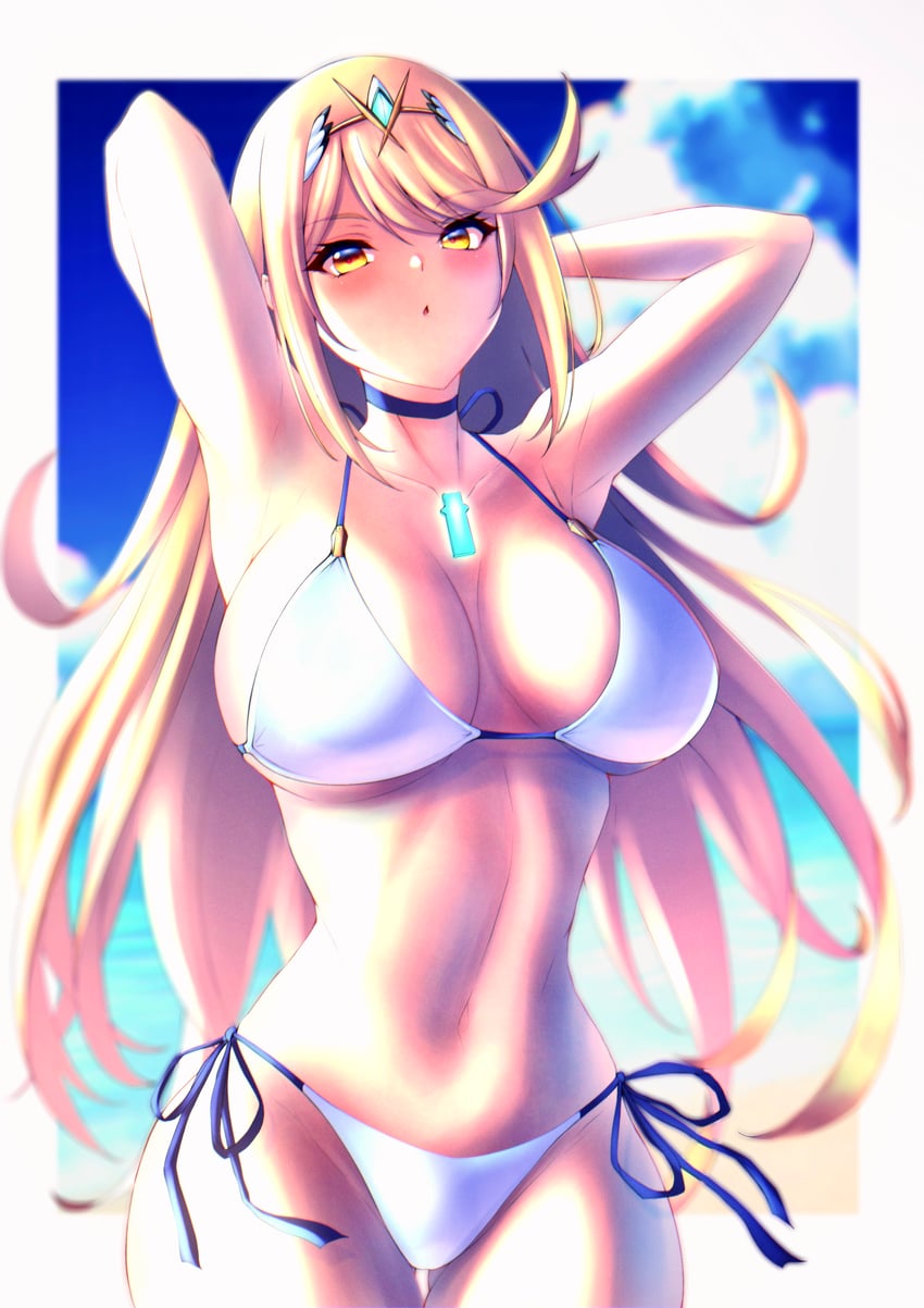 mythra (xenoblade chronicles and 1 more) drawn by hakusai_(hksicabb)