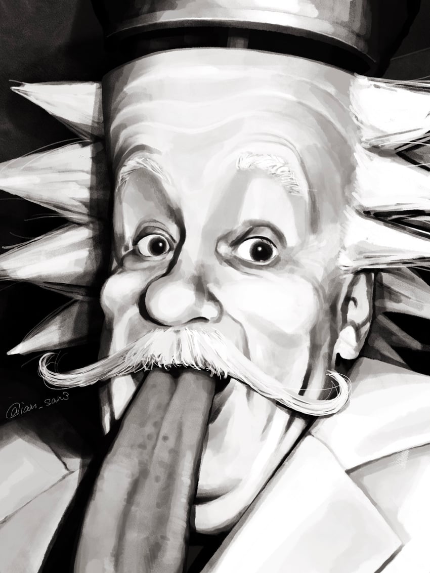 dr. vegapunk and albert einstein (one piece) drawn by iam_san3