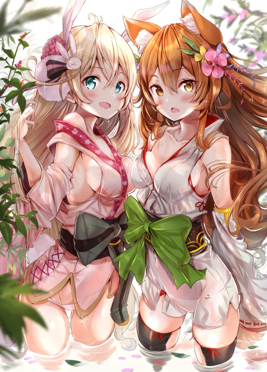 korin and tsukimi (shironeko project) drawn by fuku_kitsune_(fuku_fox)