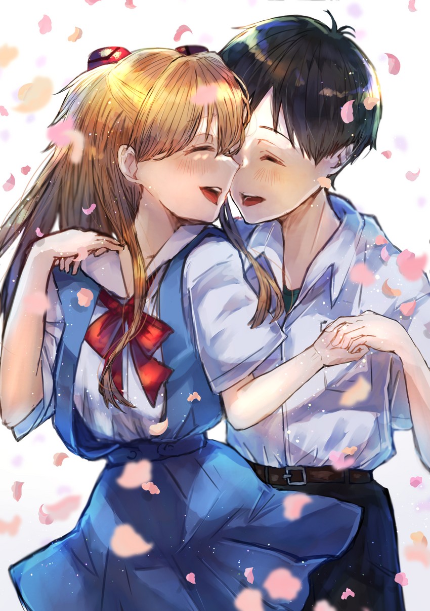 souryuu asuka langley and ikari shinji (neon genesis evangelion) drawn by mochiko_(mocchikkoo)