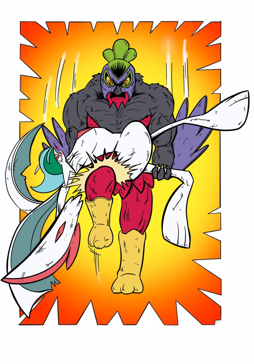 gallade, mega gallade, and hawlucha (pokemon and 2 more) drawn by drawfag
