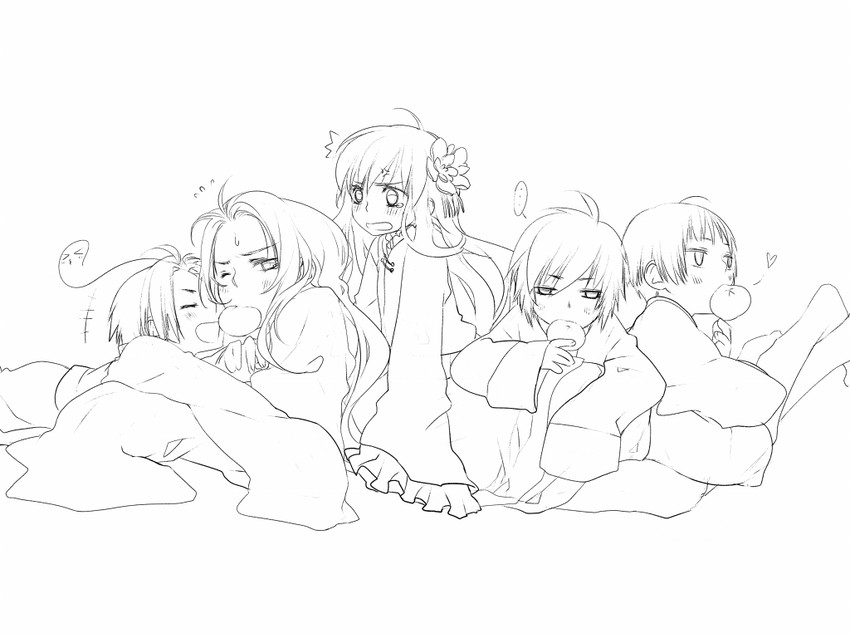 japan, china, taiwan, hong kong, and korea (axis powers hetalia) drawn by 61
