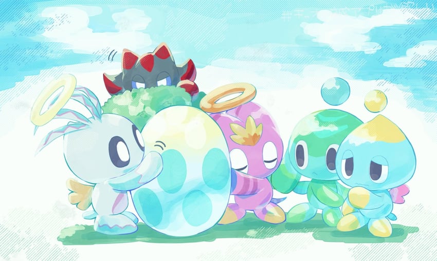 neutral chao, dark chao, shadow chao, hero chao, and nights chao (sonic and 1 more) drawn by chao_chao_lover