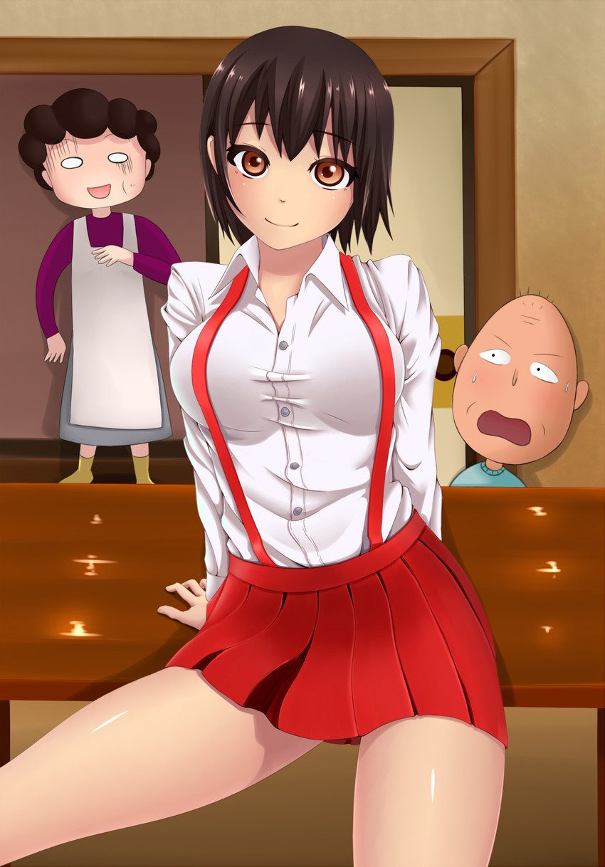 sakura momoko, sakura tomozou, and sakura sumire (chibi maruko-chan) drawn by dominico