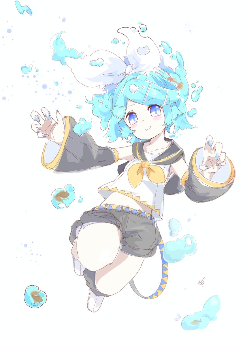 kagamine rin and bottle rin (vocaloid) drawn by vorusan_(volver39)