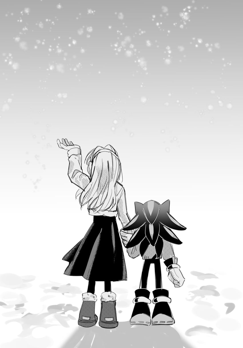 shadow the hedgehog and maria robotnik (sonic) drawn by smileandmiso