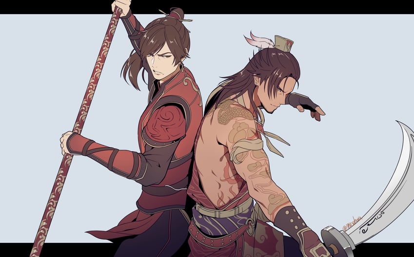 gan ning and ling tong (shin sangoku musou and 1 more) drawn by igusaharu