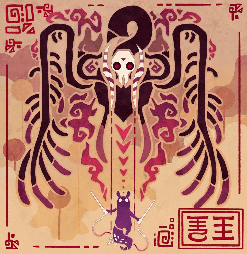 spearmaster and king vulture (rain world) drawn by alleesaur