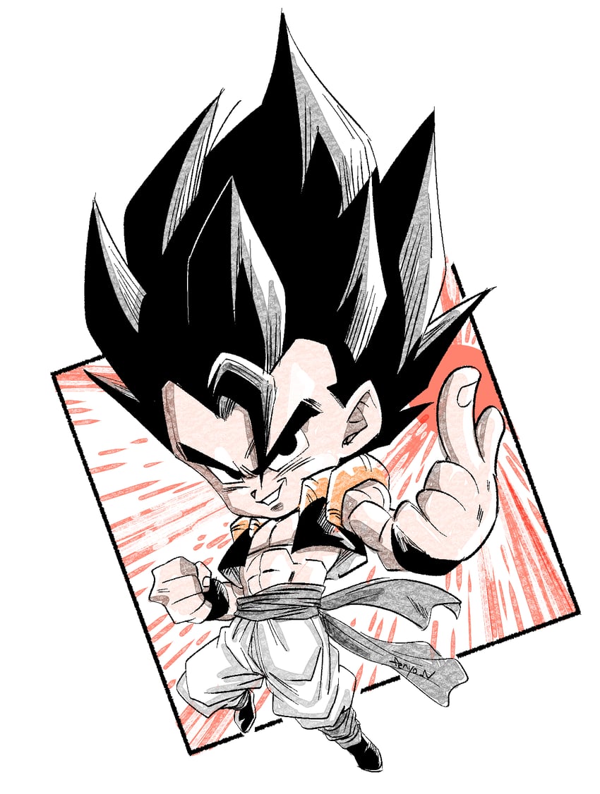 gogeta (dragon ball and 2 more) drawn by fenyon