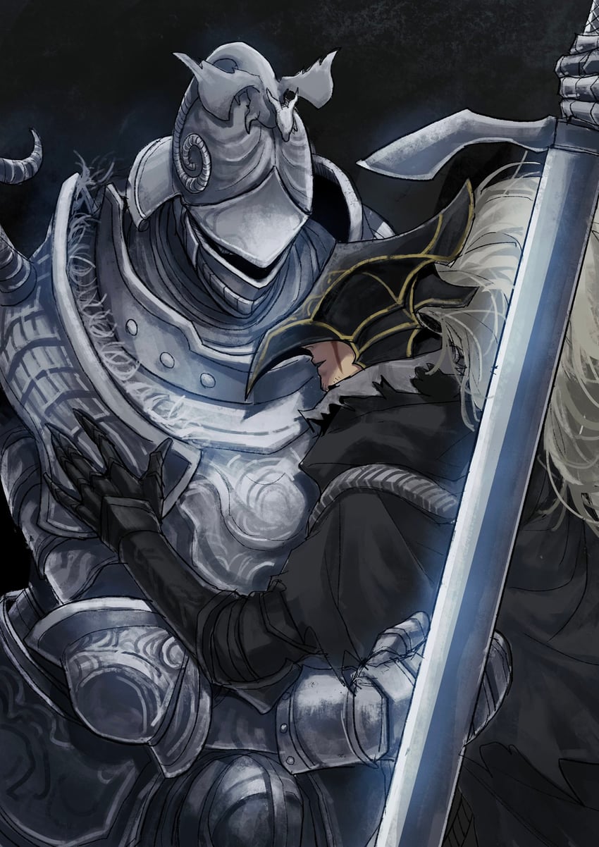 tarnished, banished knight, and banished knight oleg (elden ring) drawn by tworain_w